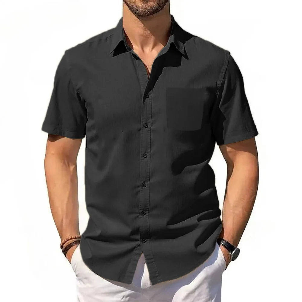 Men’s Cotton Linen Short Sleeve Shirt