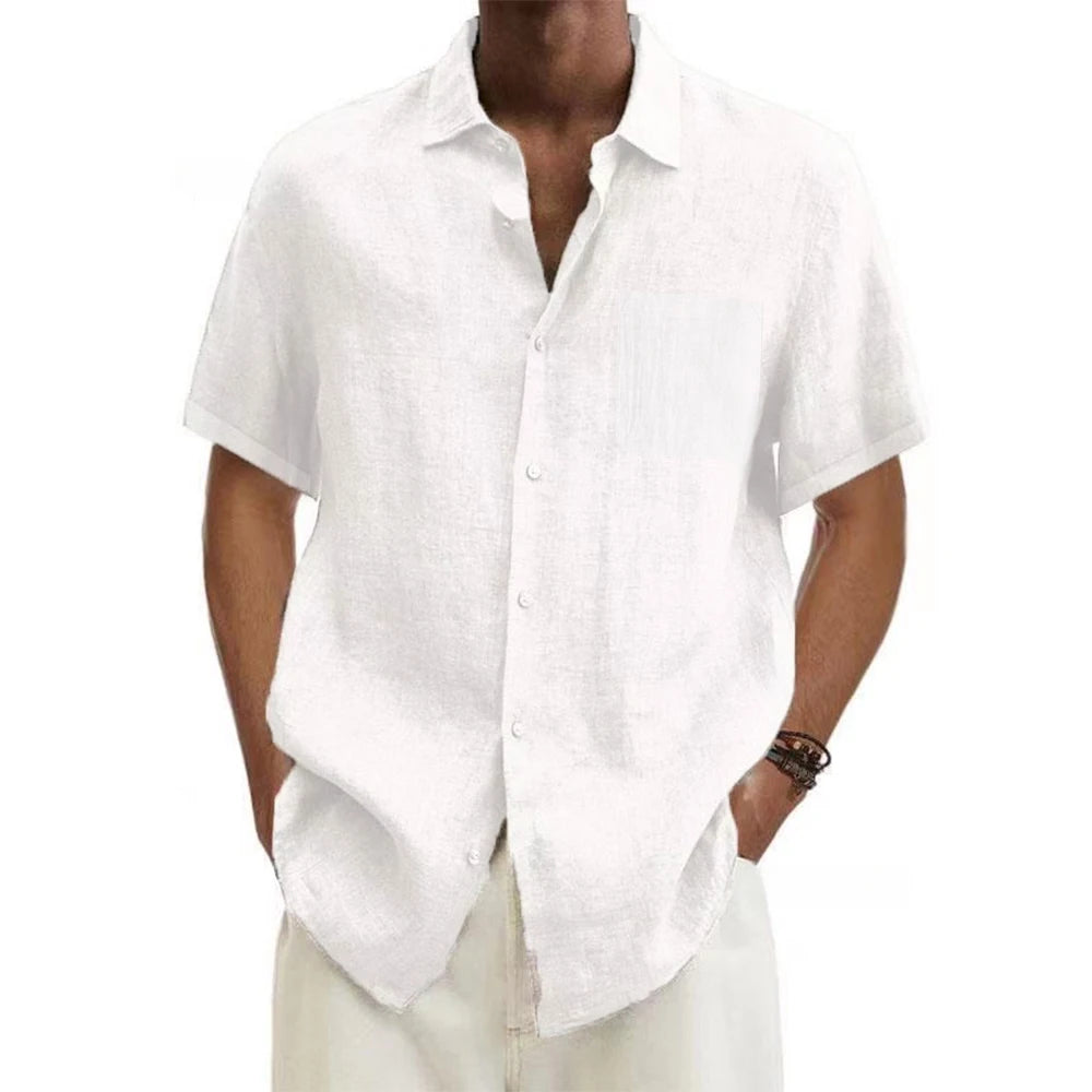 Men’s Cotton Linen Short Sleeve Shirt