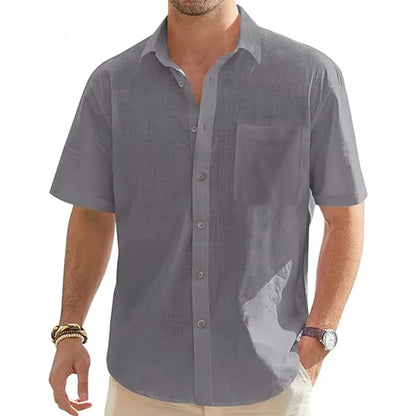 Men’s Cotton Linen Short Sleeve Shirt