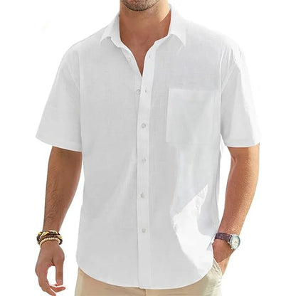 Men’s Cotton Linen Short Sleeve Shirt