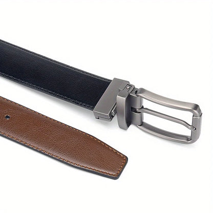 Men’s Reversible Leather Belt with Pin Buckle