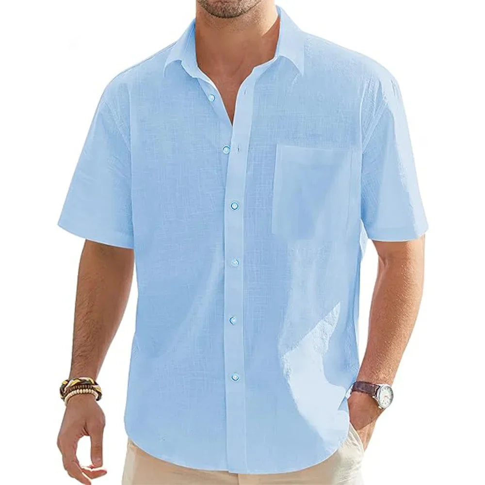 Men’s Cotton Linen Short Sleeve Shirt