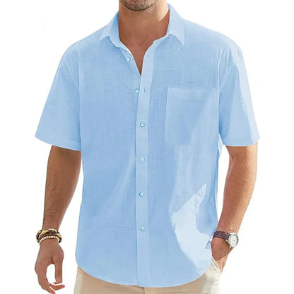Men’s Cotton Linen Short Sleeve Shirt