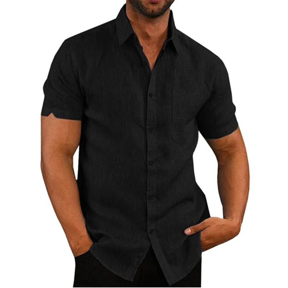 Men’s Cotton Linen Short Sleeve Shirt