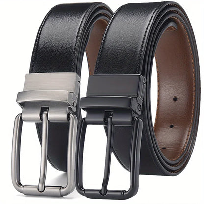 Men’s Reversible Leather Belt with Pin Buckle