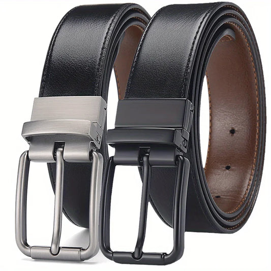 Men’s Reversible Leather Belt with Pin Buckle