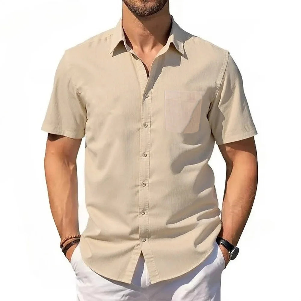 Men’s Cotton Linen Short Sleeve Shirt