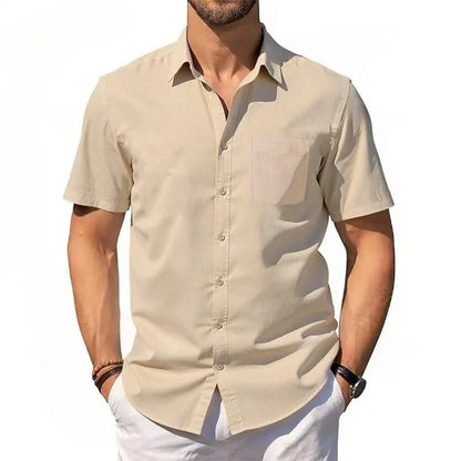 Men’s Cotton Linen Short Sleeve Shirt