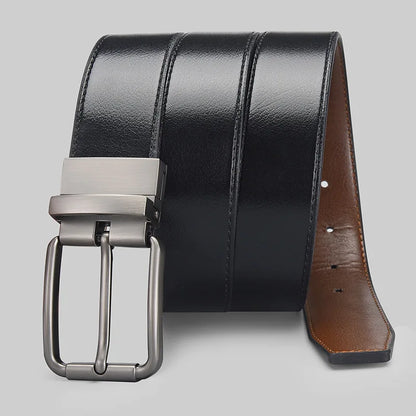 Men’s Reversible Leather Belt with Pin Buckle
