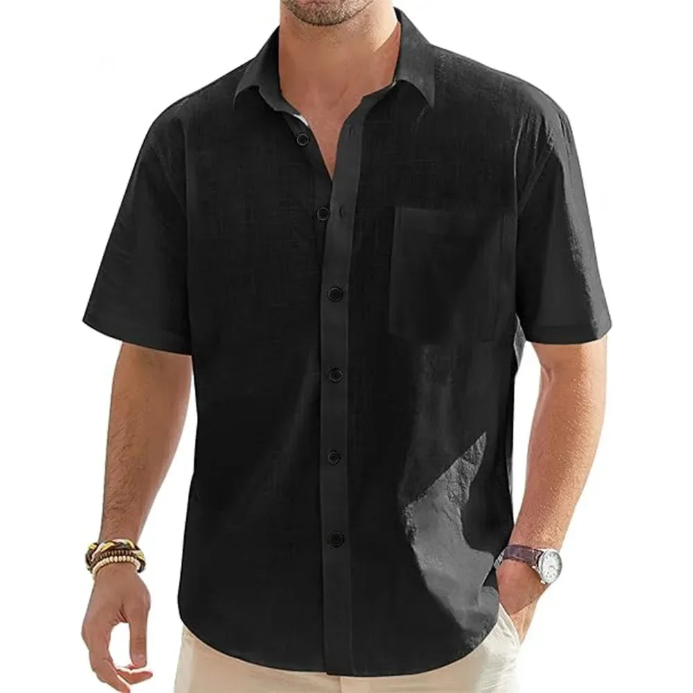Men’s Cotton Linen Short Sleeve Shirt