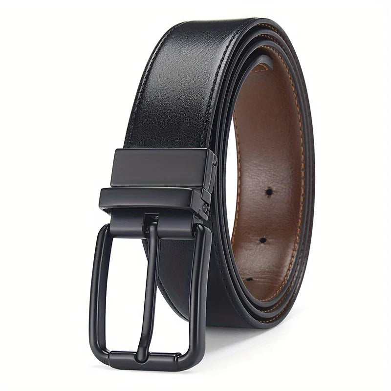 Men’s Reversible Leather Belt with Pin Buckle