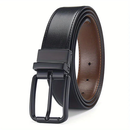 Men’s Reversible Leather Belt with Pin Buckle