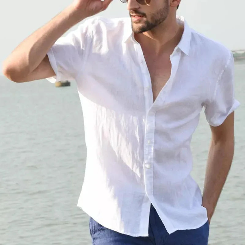 Men’s Cotton Linen Short Sleeve Shirt