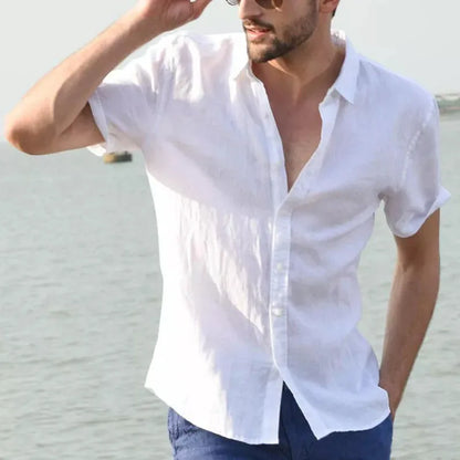 Men’s Cotton Linen Short Sleeve Shirt