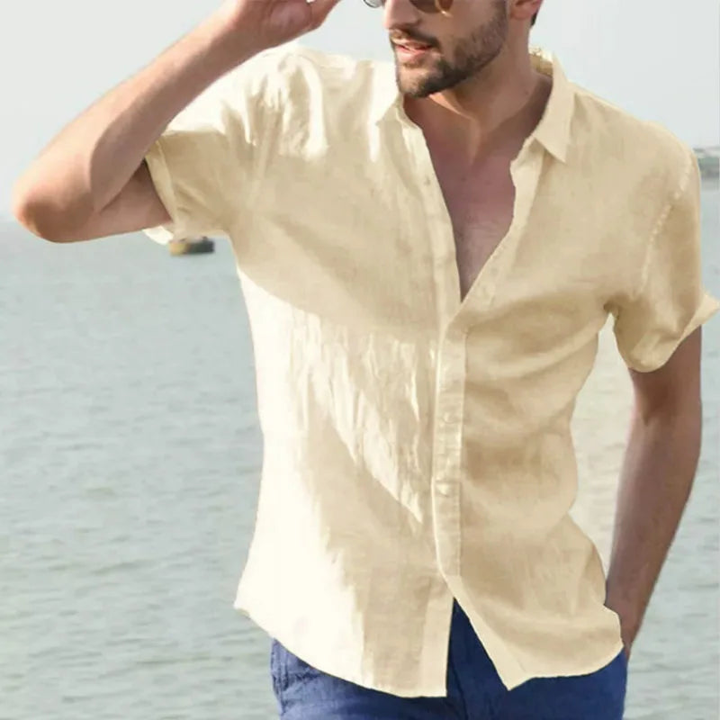 Men’s Cotton Linen Short Sleeve Shirt