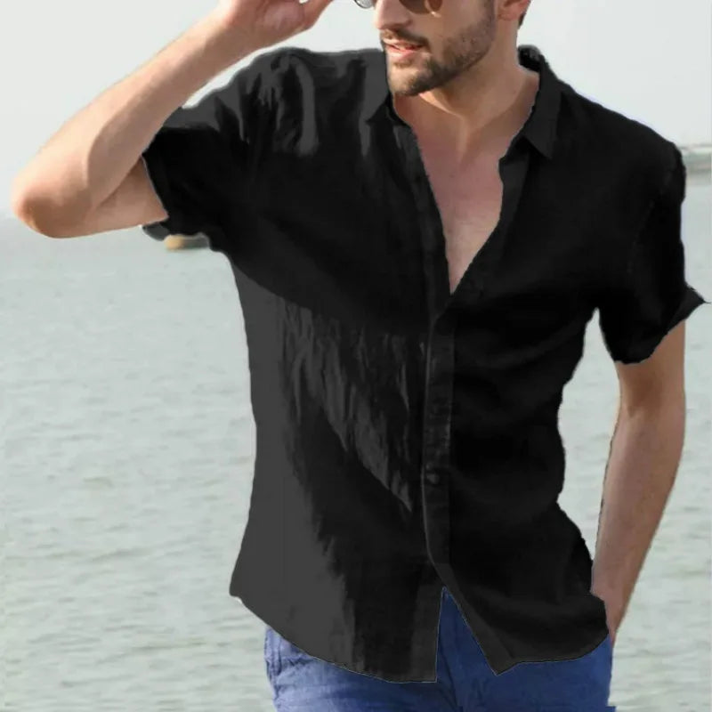 Men’s Cotton Linen Short Sleeve Shirt