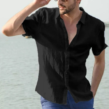 Men’s Cotton Linen Short Sleeve Shirt