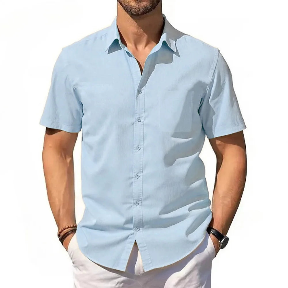 Men’s Cotton Linen Short Sleeve Shirt
