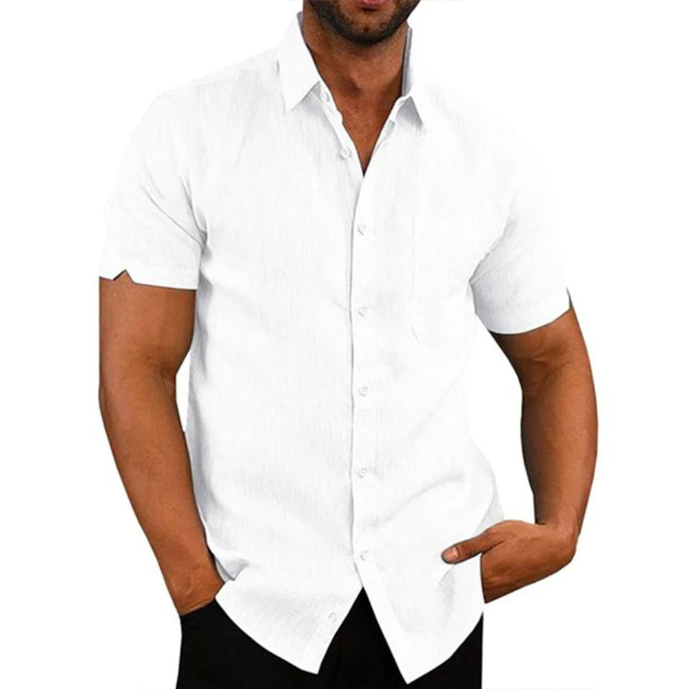 Men’s Cotton Linen Short Sleeve Shirt