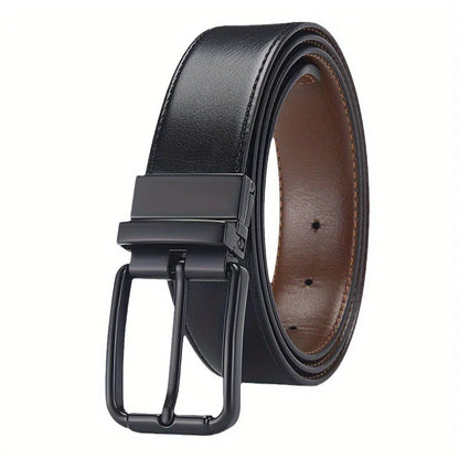 Men’s Reversible Leather Belt with Pin Buckle