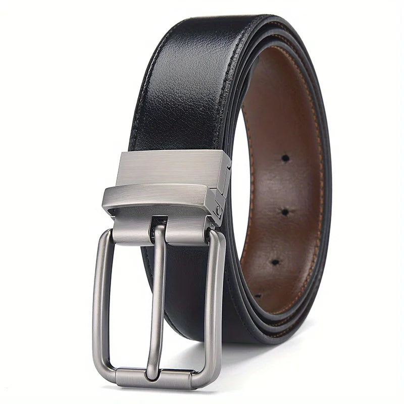 Men’s Reversible Leather Belt with Pin Buckle