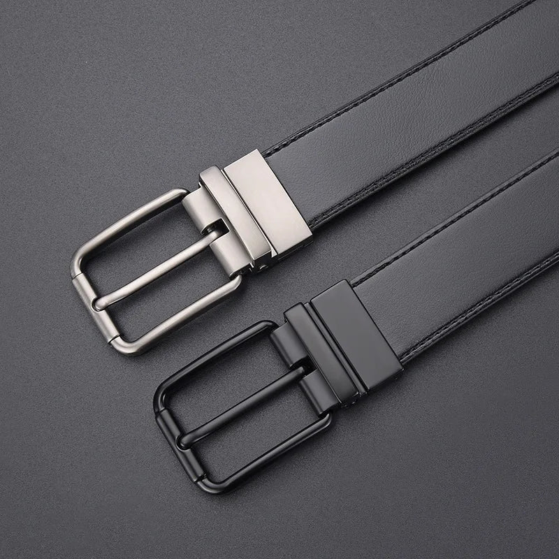 Men’s Reversible Leather Belt with Pin Buckle