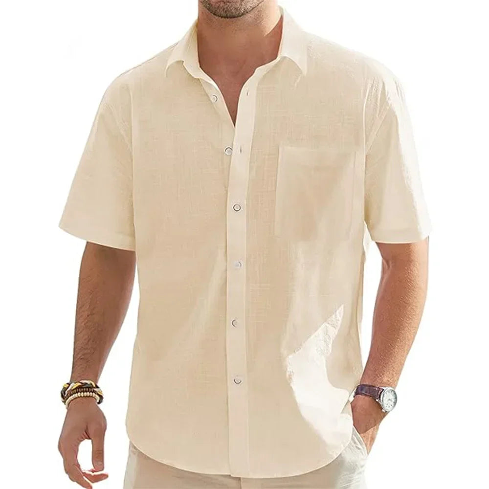Men’s Cotton Linen Short Sleeve Shirt