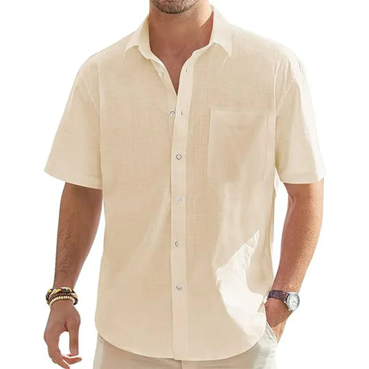 Men’s Cotton Linen Short Sleeve Shirt