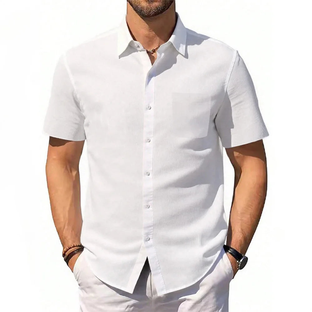 Men’s Cotton Linen Short Sleeve Shirt