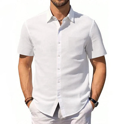 Men’s Cotton Linen Short Sleeve Shirt