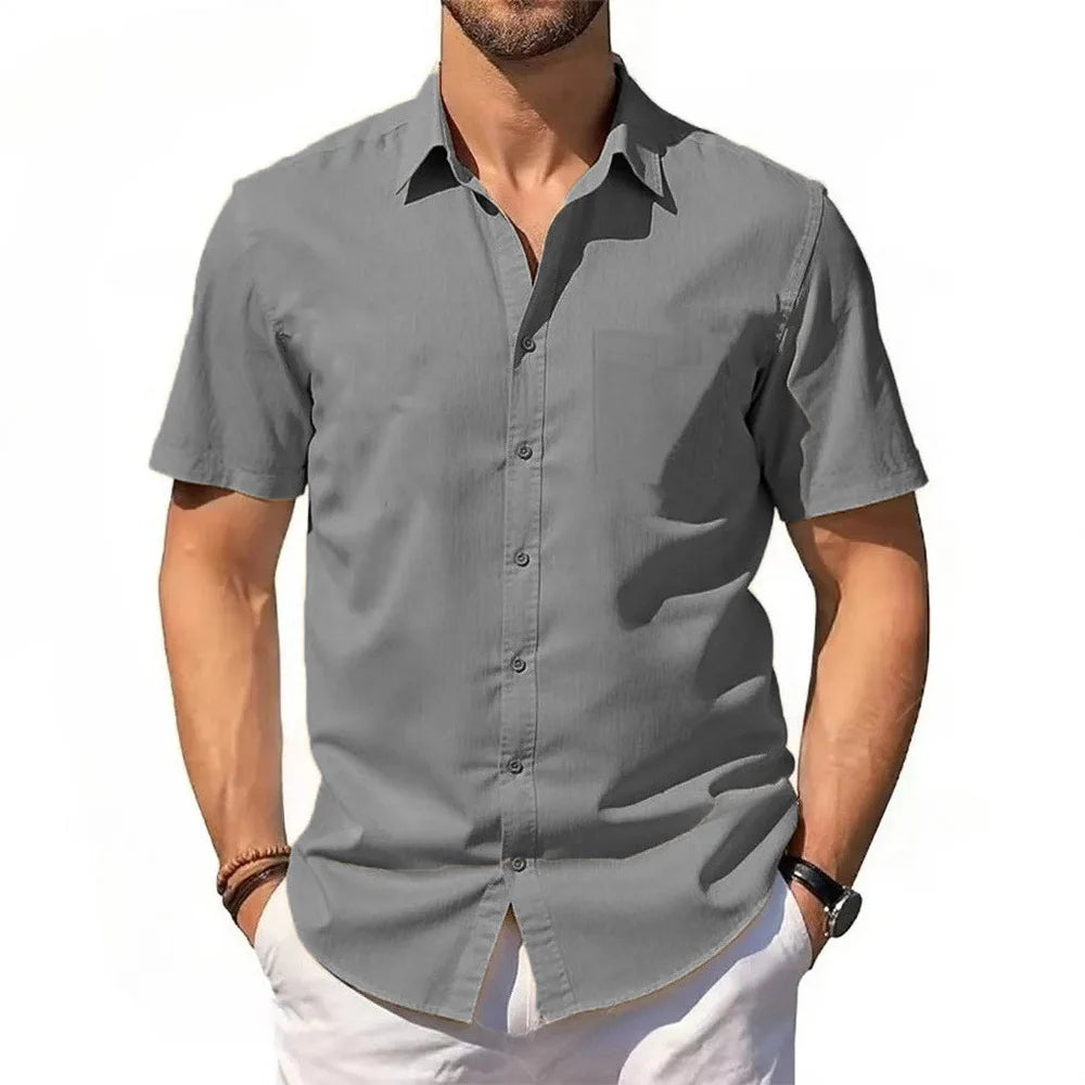Men’s Cotton Linen Short Sleeve Shirt