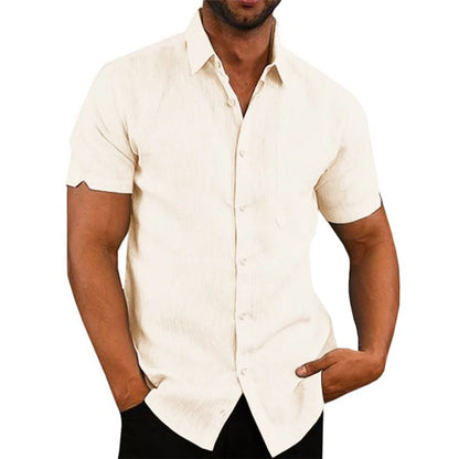 Men’s Cotton Linen Short Sleeve Shirt